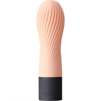 Персиковый рифленый мини-вибратор IROHA ZEN HANACHA - 12,7 см